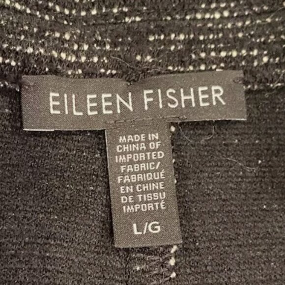 Eileen Fisher Black White One Button Front Blazer Jacket Womens L Organic Cotton - Picture 5 of 6